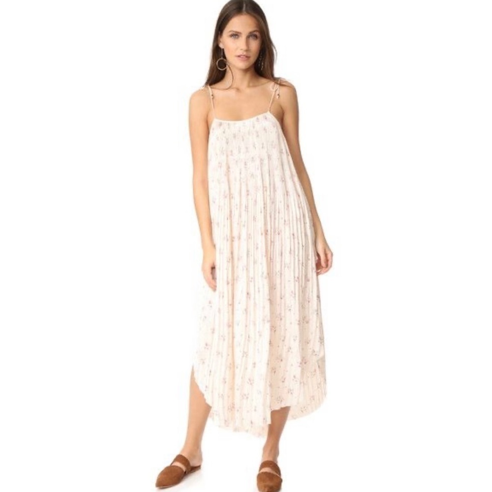 ULLA JOHNSON Mille Dress Floral Midi 4 Japanese Satin Pleated